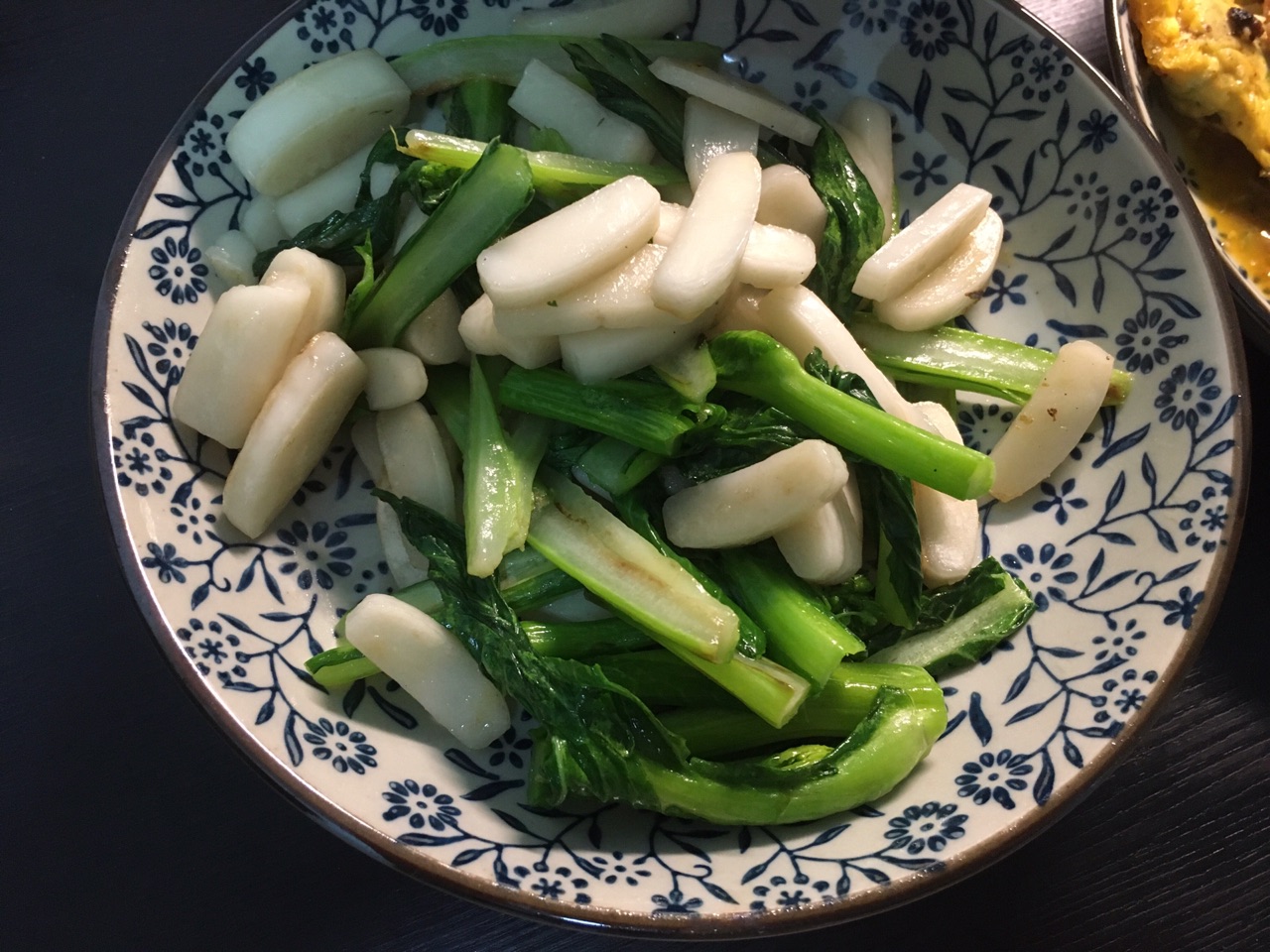 白菜芯炒年糕