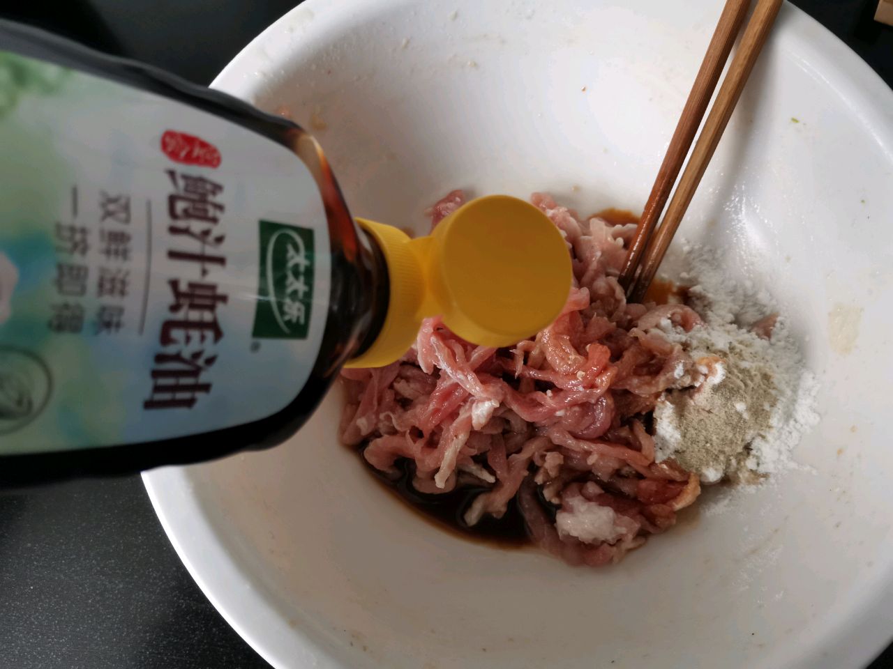 鲍汁肉丝炒花菜