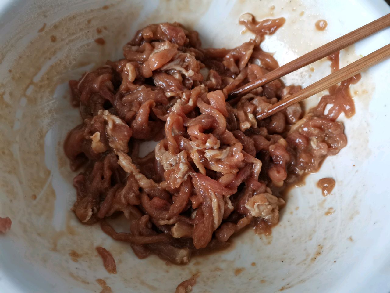 鲍汁肉丝炒花菜