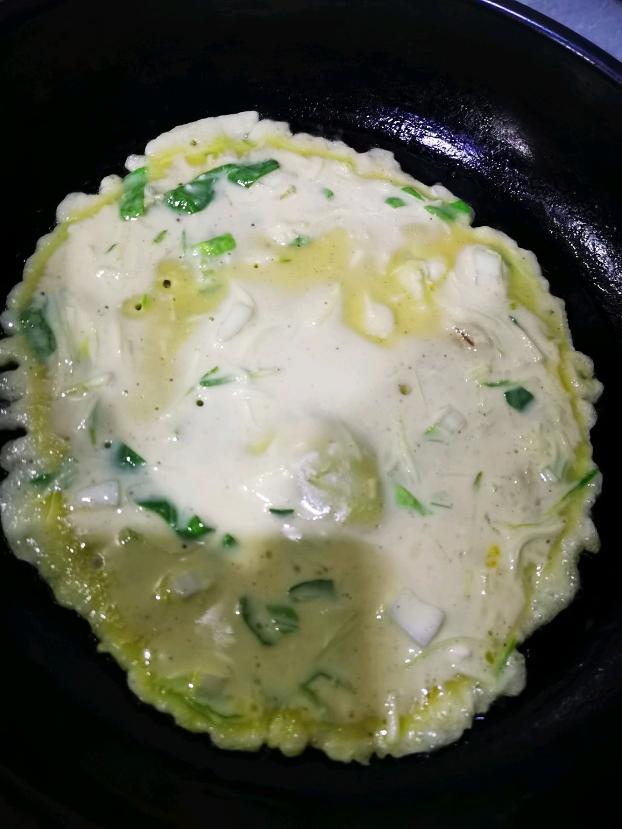 北瓜丝小白菜鸡蛋饼
