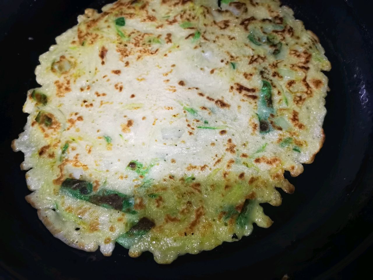 北瓜丝小白菜鸡蛋饼