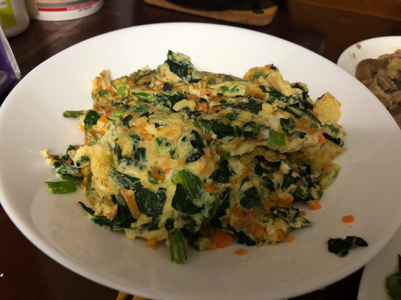 菠菜胡萝卜煎鸡蛋