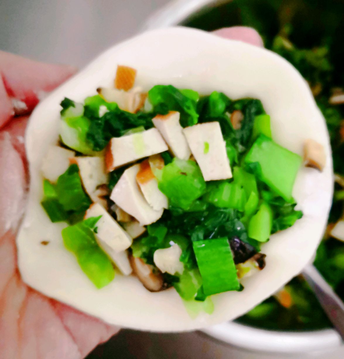 不变色的香菇青菜包