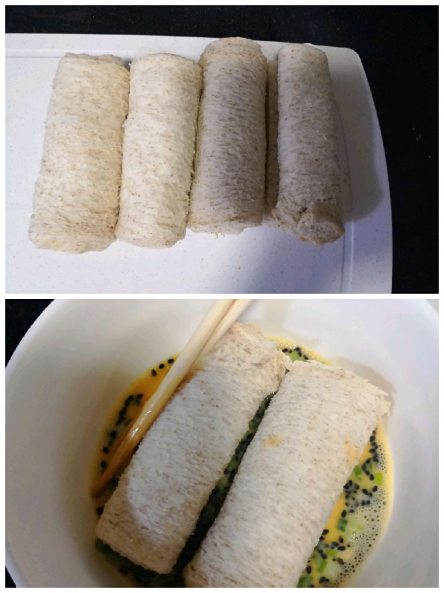 不用油不用烤箱的肉松面包卷