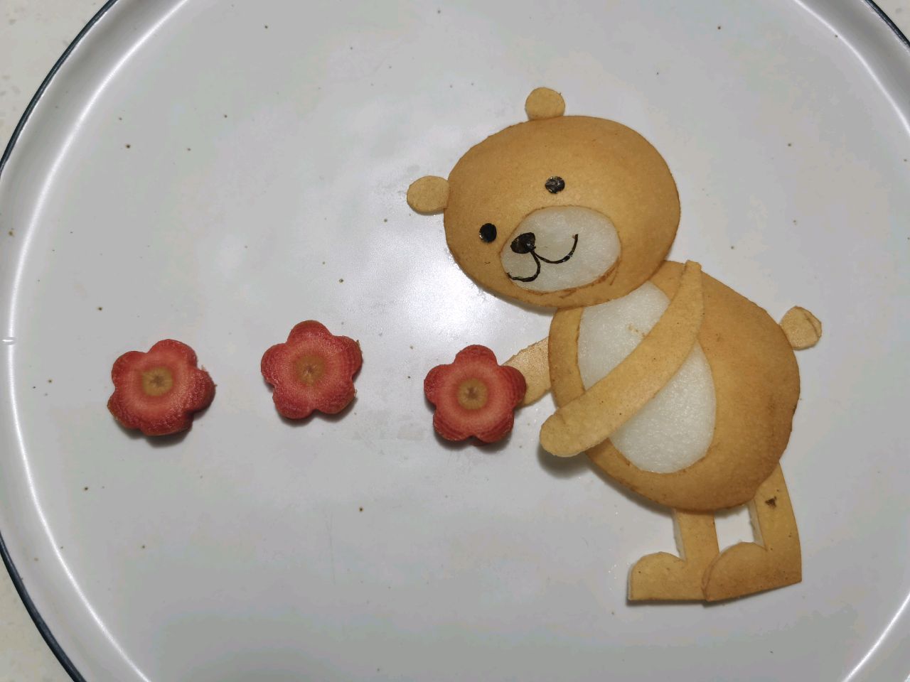 【餐盘画】小熊和它的花
