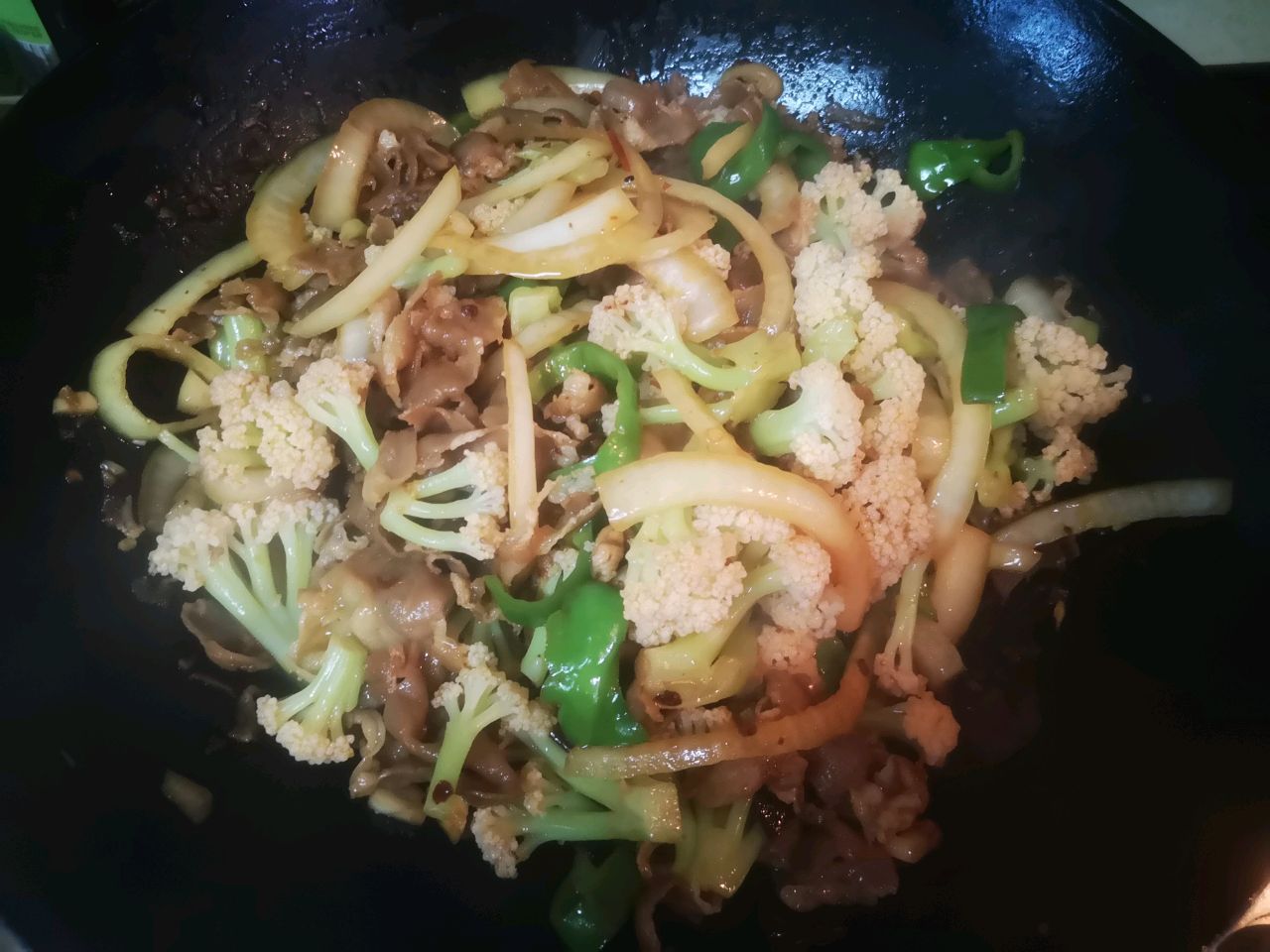 炒羊肉菜花
