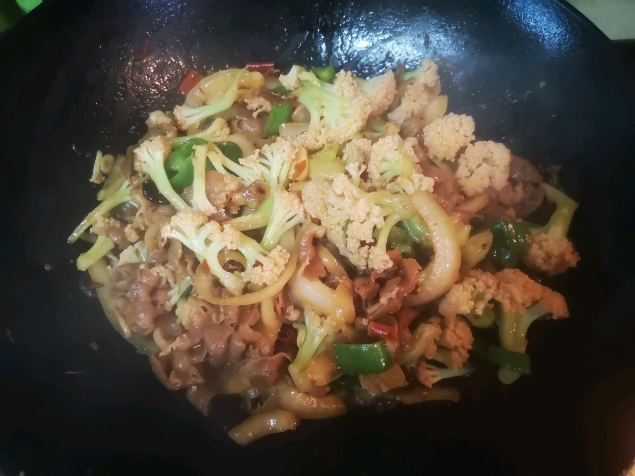 炒羊肉菜花