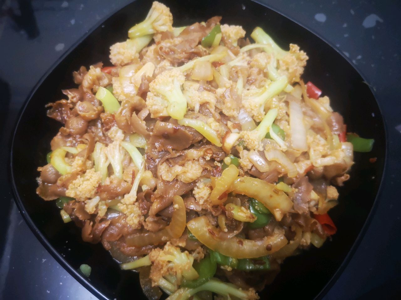 炒羊肉菜花