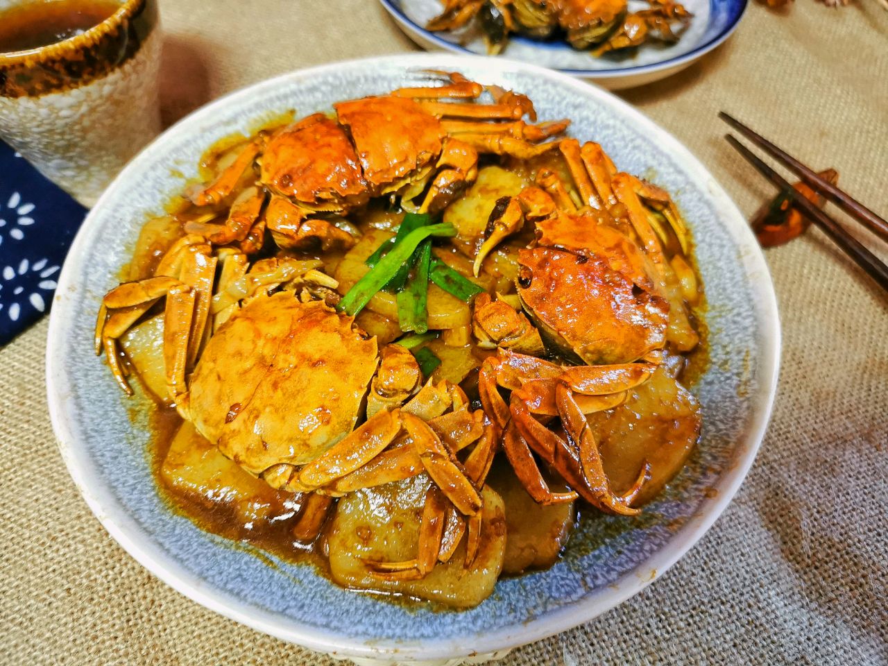 初冬的浓油赤酱-毛蟹炒年糕
