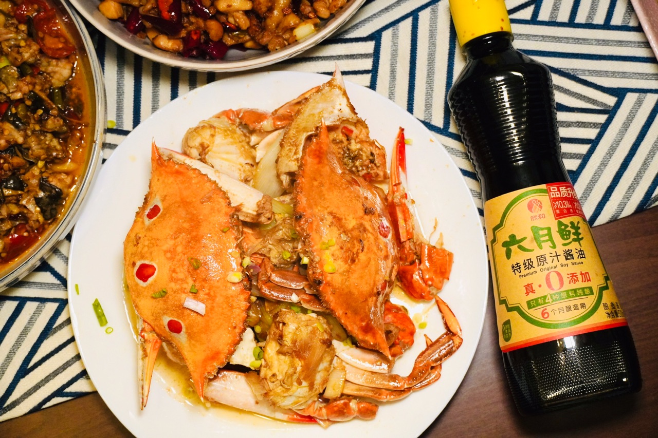 葱爆三目蟹
