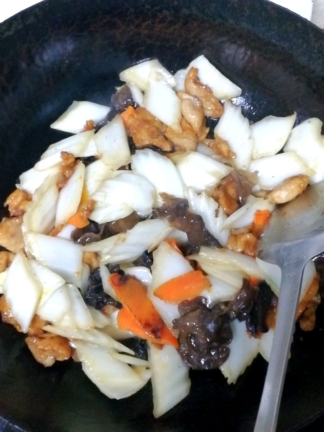 大白菜杆炒肉片