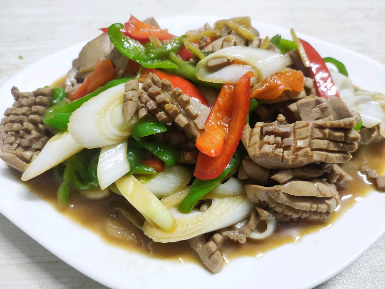 大葱炒腰花