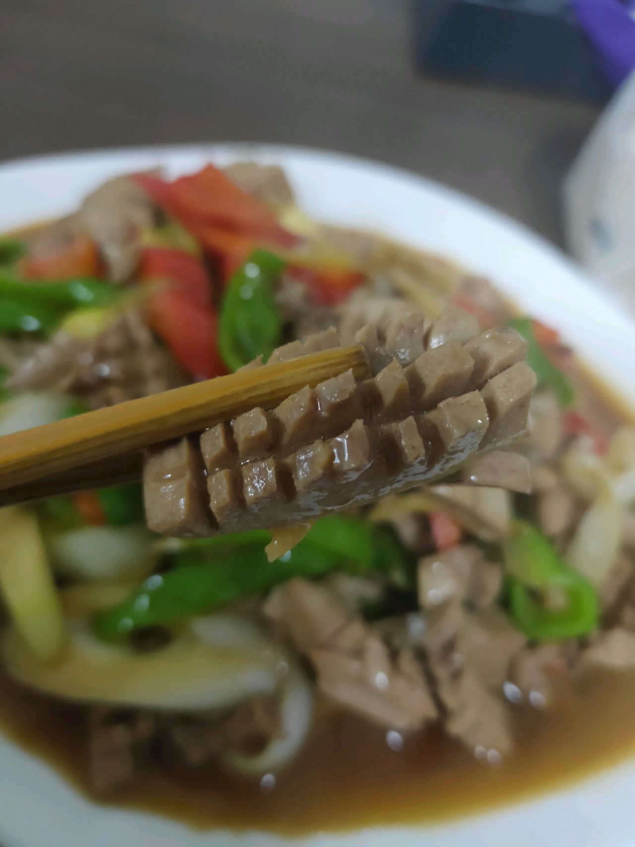 大葱炒腰花