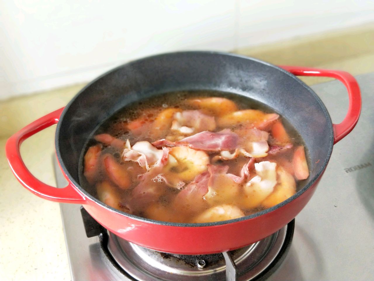 大虾培根粉丝煲
