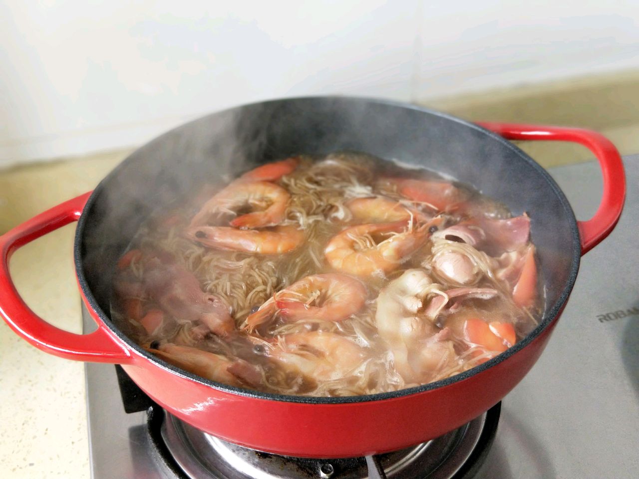大虾培根粉丝煲