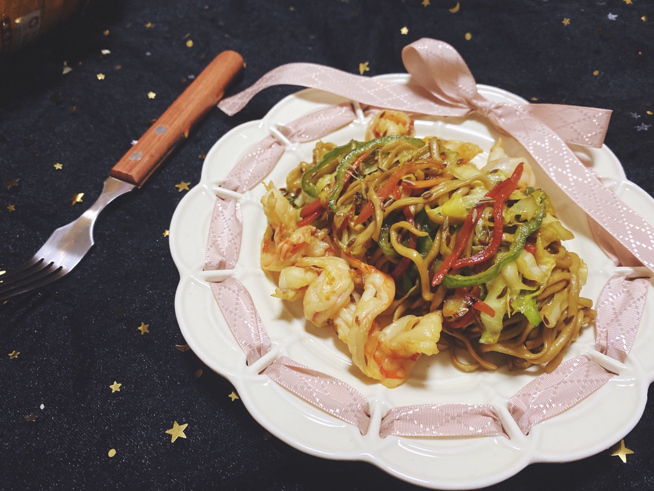 低卡虾仁蔬菜炒面
