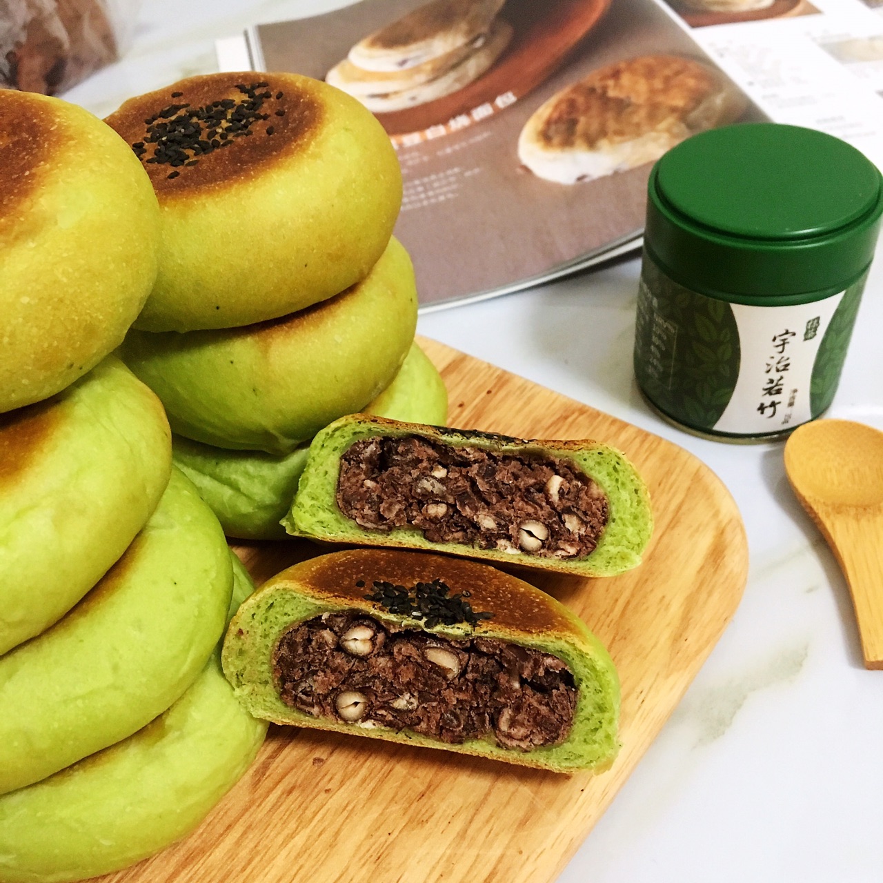 低糖抹茶红豆饼