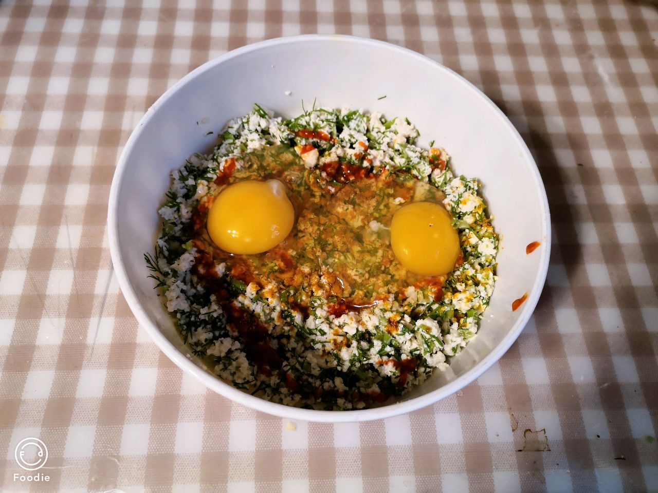 豆腐茴香鸡蛋饼