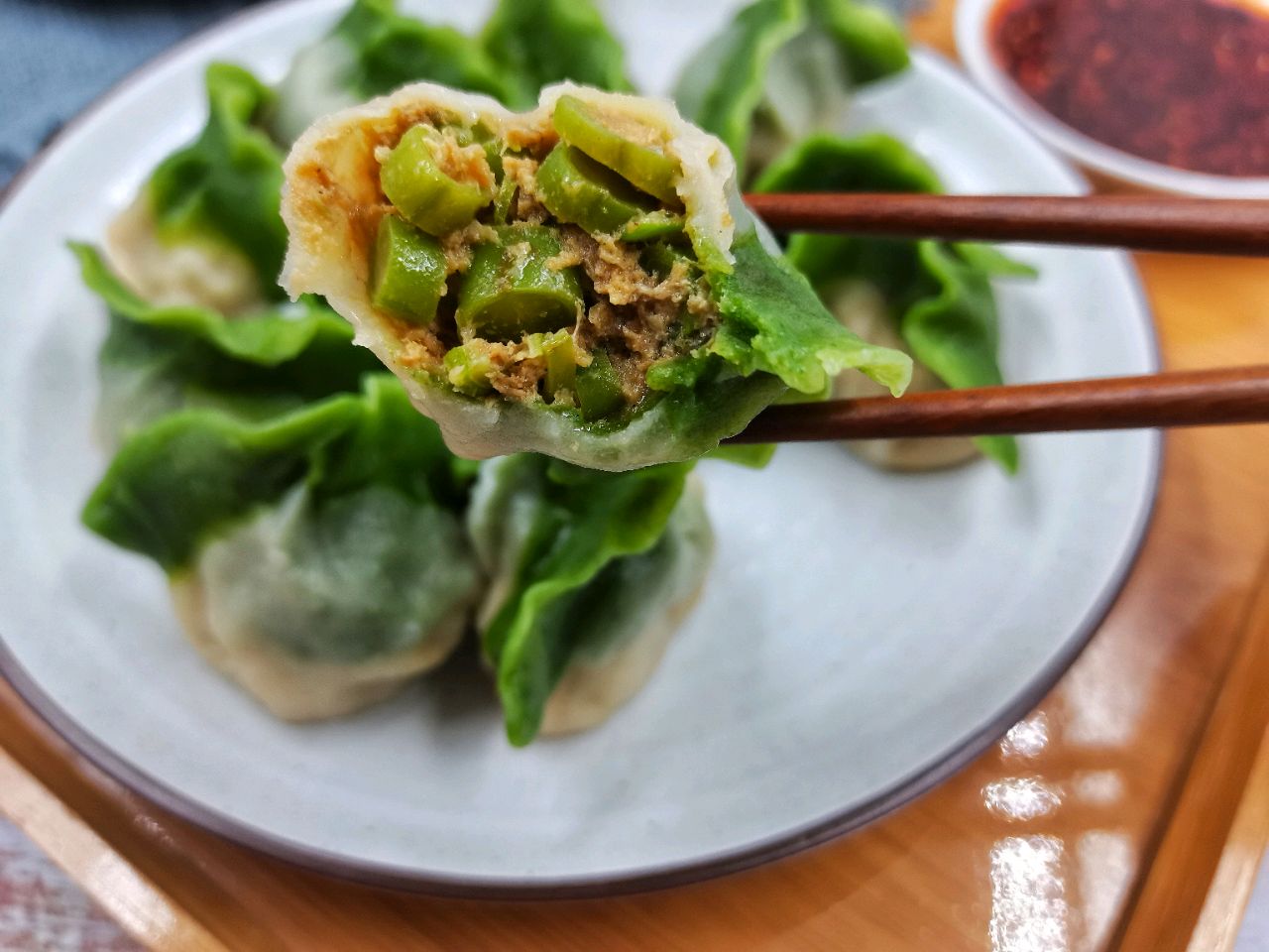 豆角猪肉馅翡翠饺子