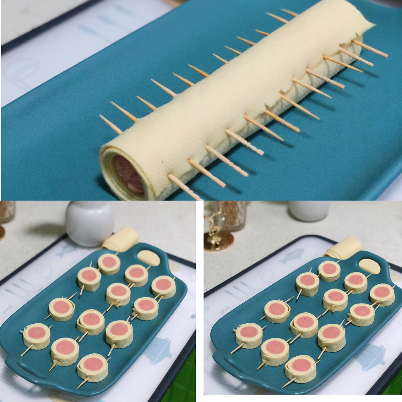 #豆皮卷火腿肠#
