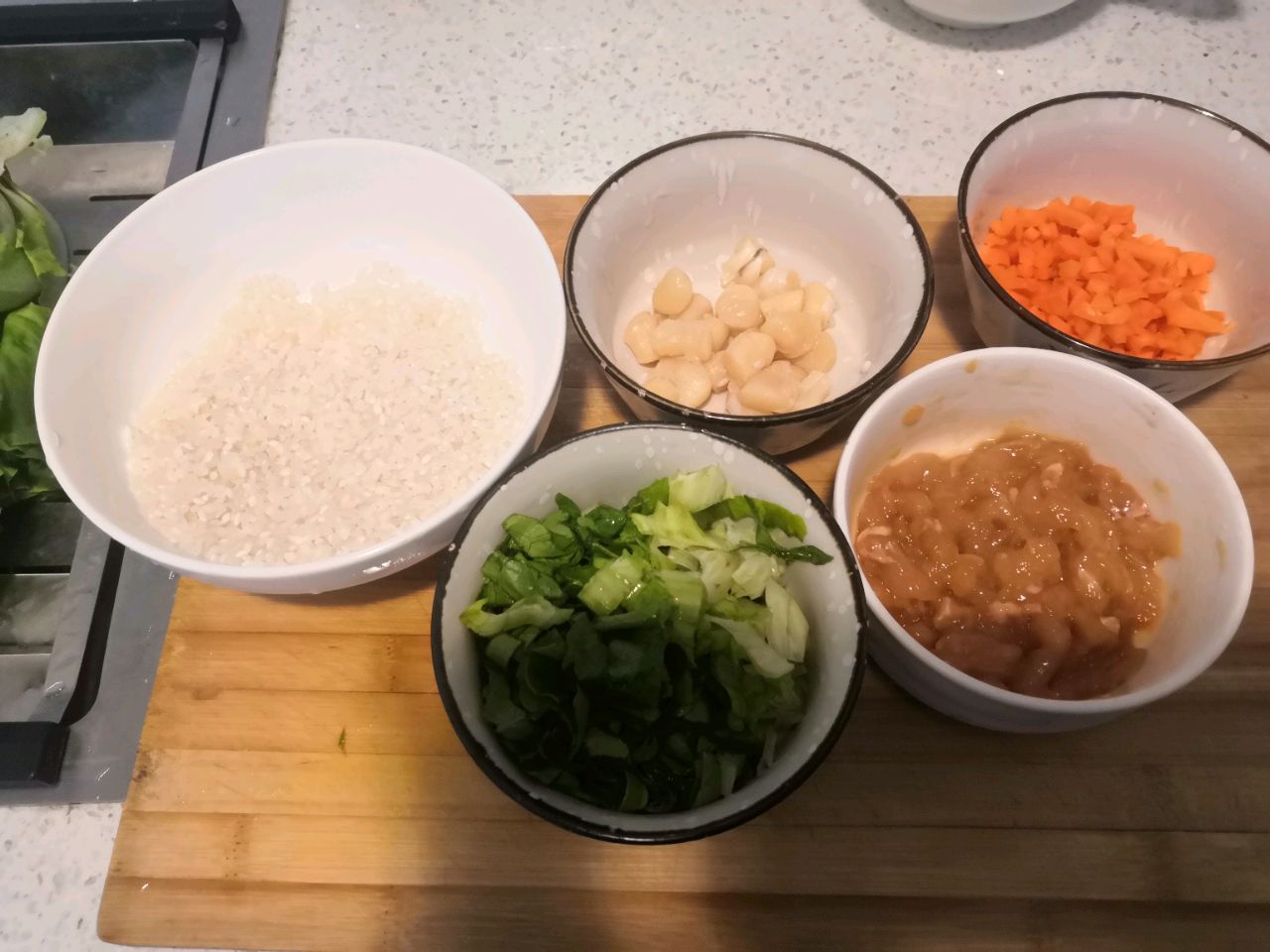 干贝鸡肉蔬菜粥