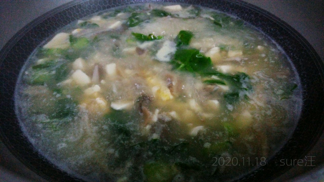 菇蛋油菜豆腐羹
