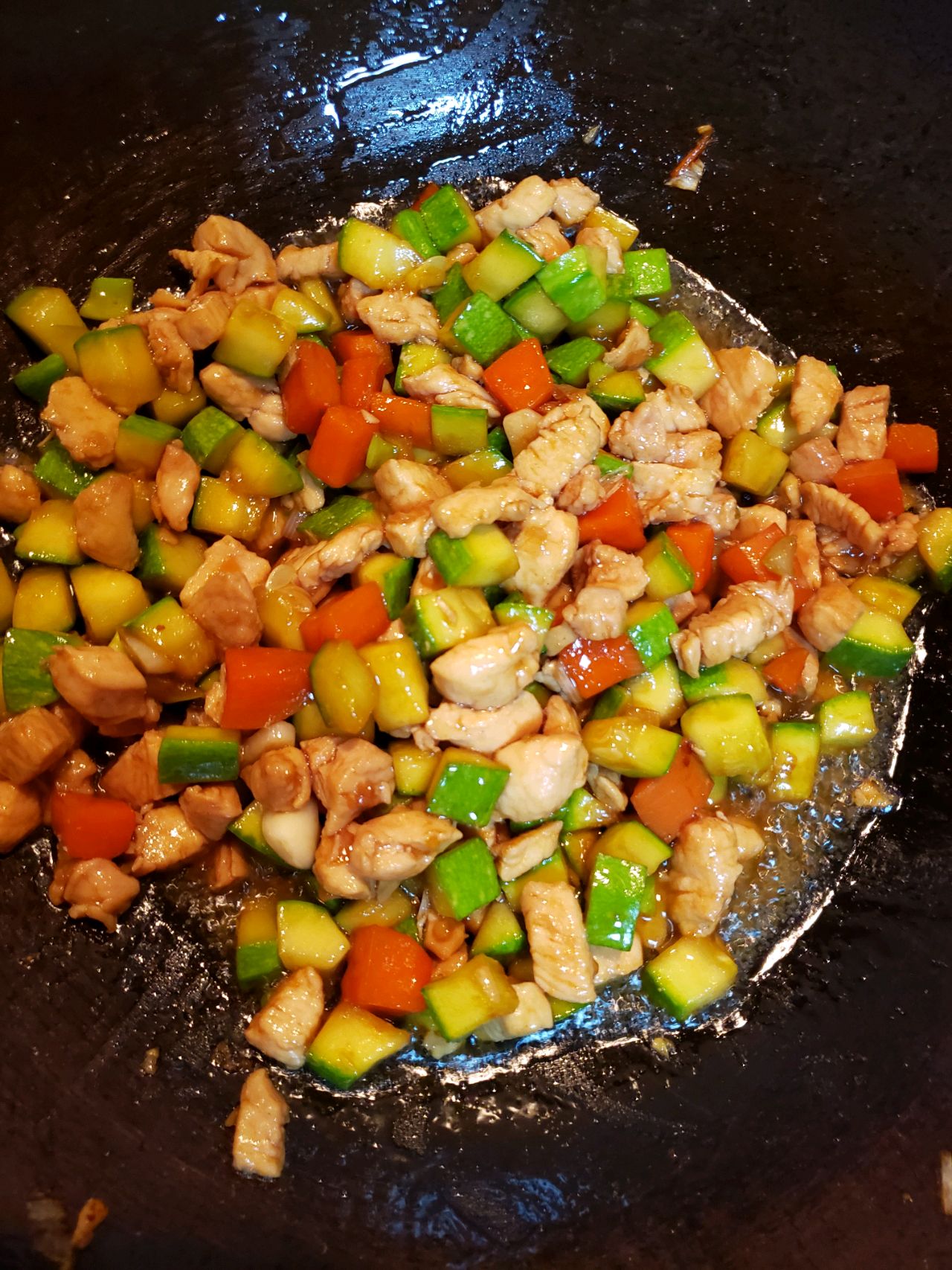 好吃不长肉的蚝油西葫芦鸡丁
