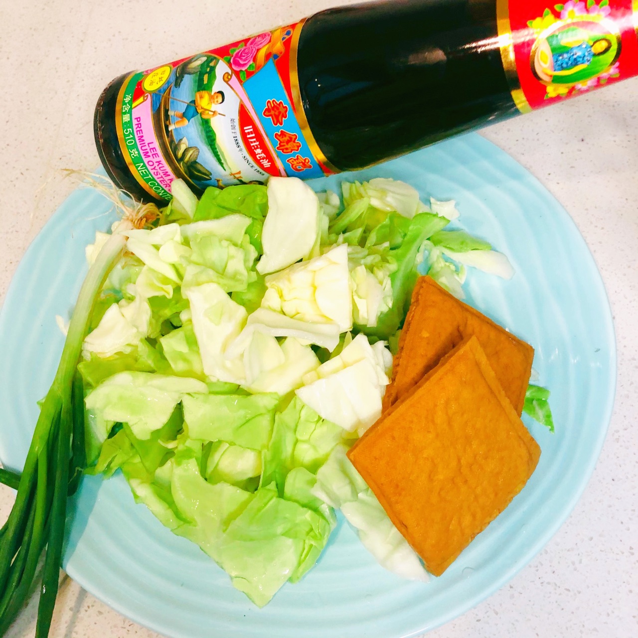 蚝油豆干卷心菜