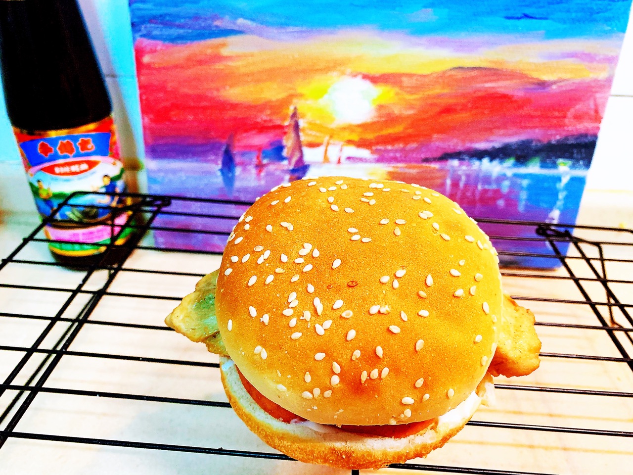 蚝油鸡胸肉汉堡