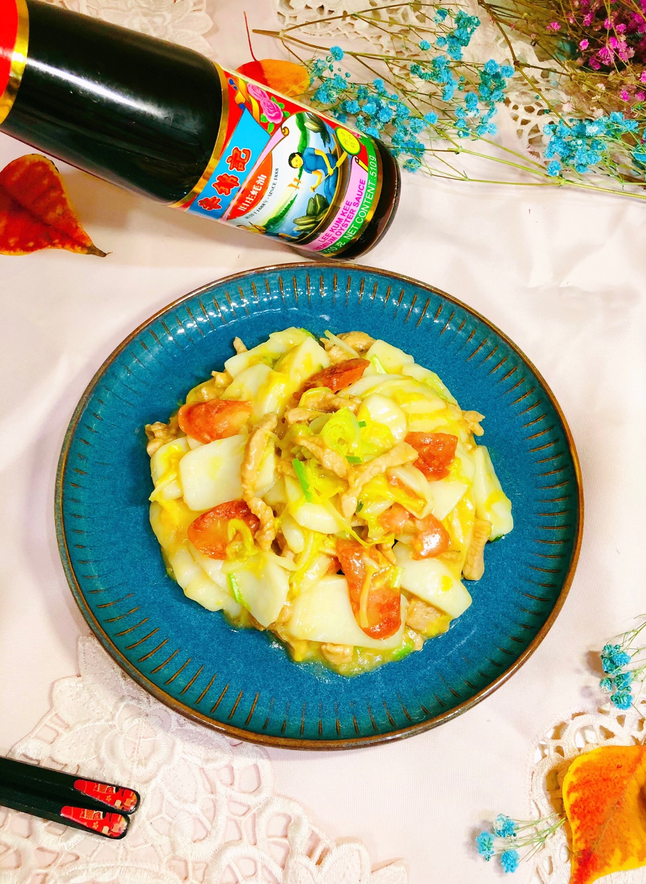 蚝油肉丝炒年糕
