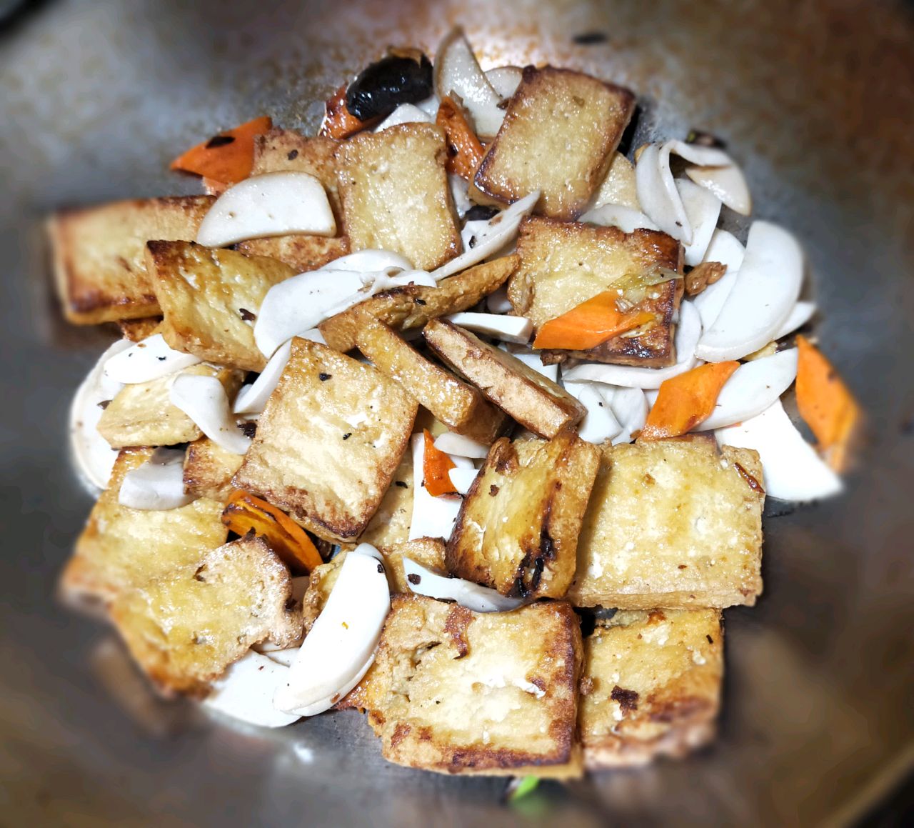 耗油杏鲍菇煎豆腐