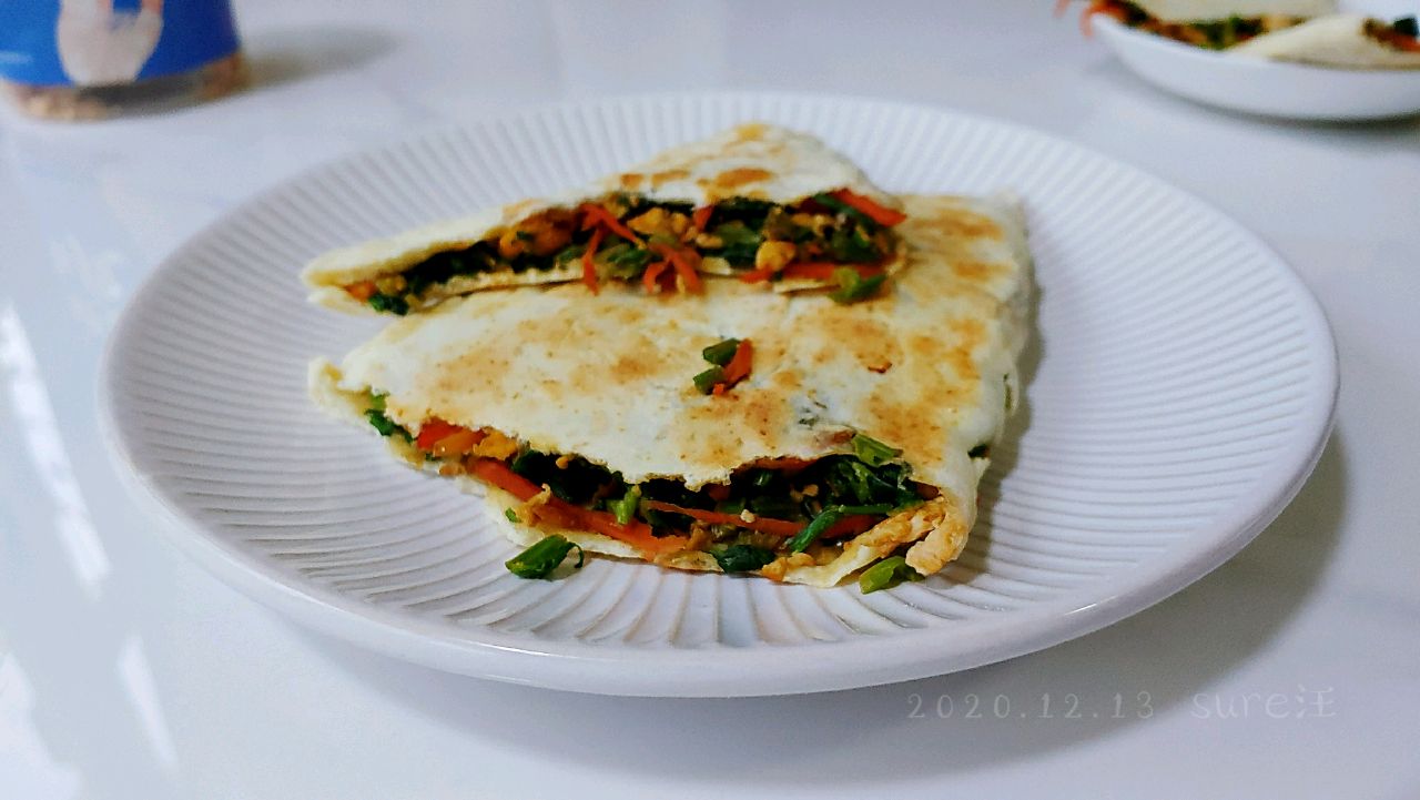 蚝汁虾蛋菠菜饼