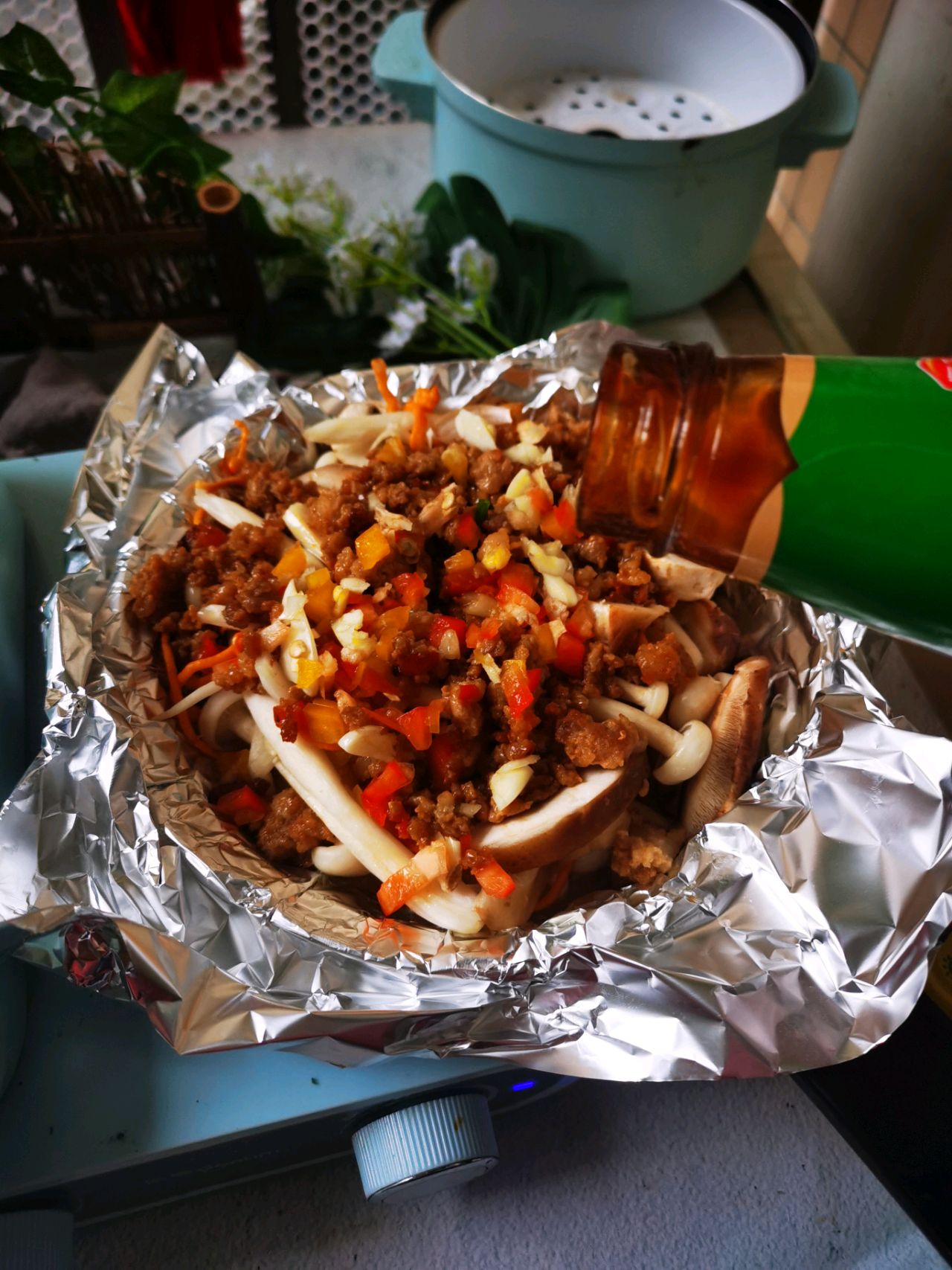 红烧肉末金针菇