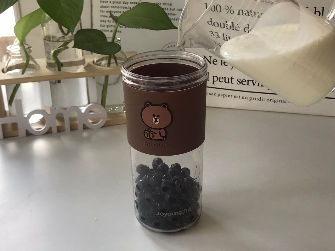 护眼明目蓝莓奶盖杯