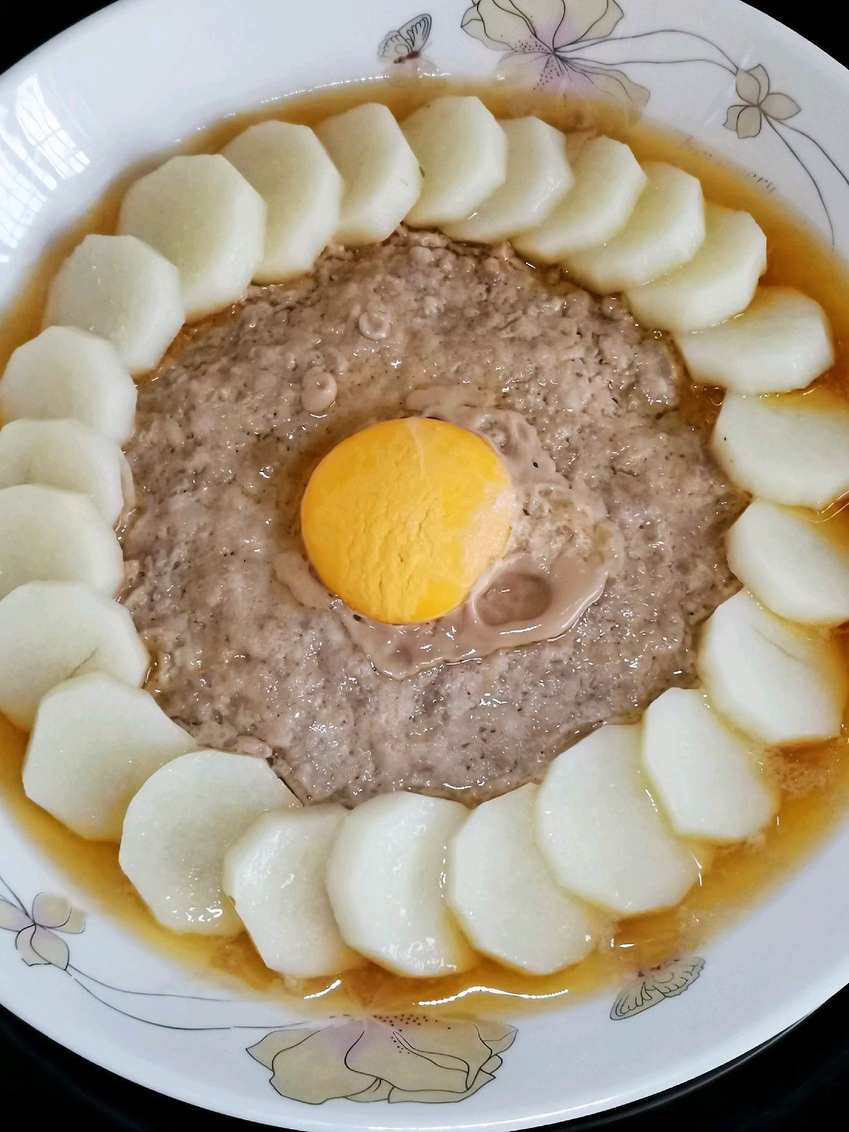 花环山药蒸肉沫