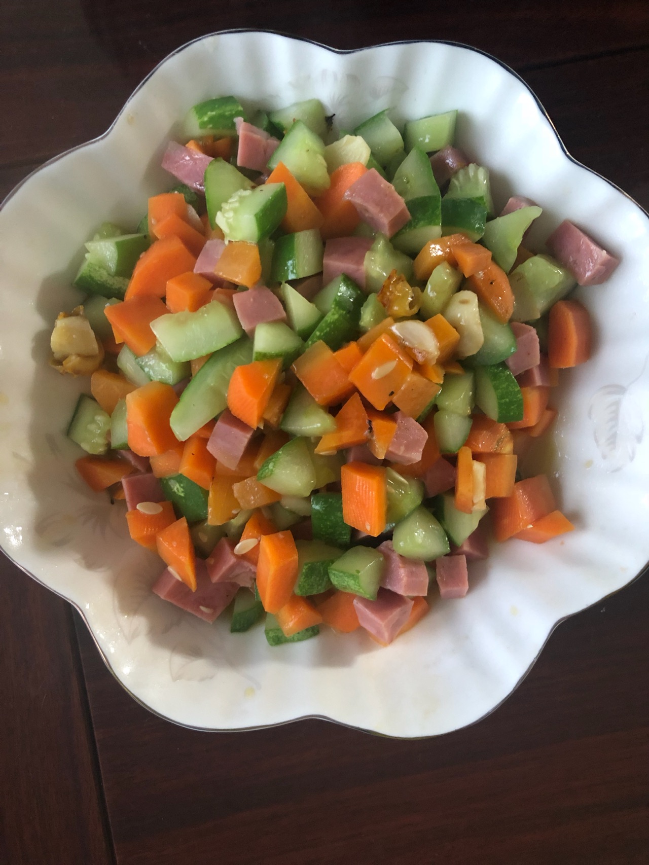 黄瓜胡萝卜炒火腿