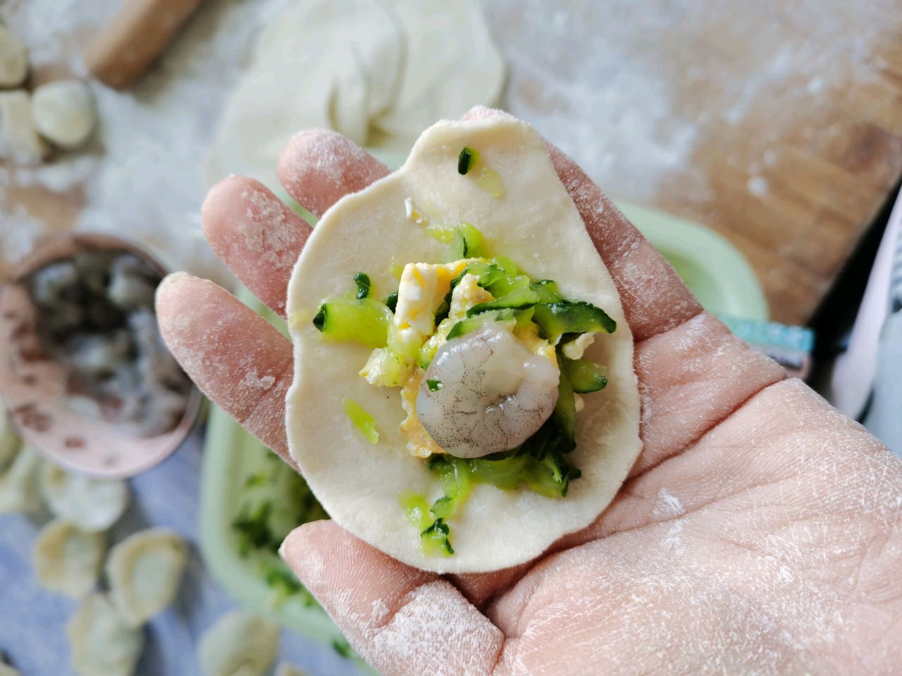 黄瓜虾仁饺子