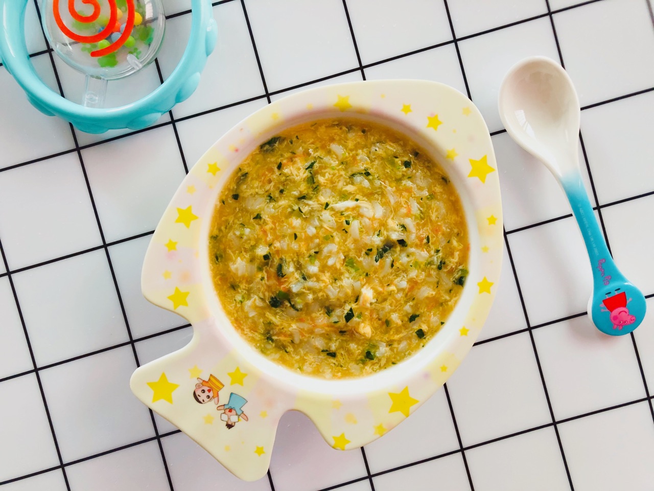 鸡蛋青菜萝卜粥