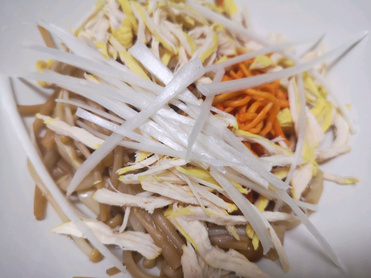 鸡丝拌双菇