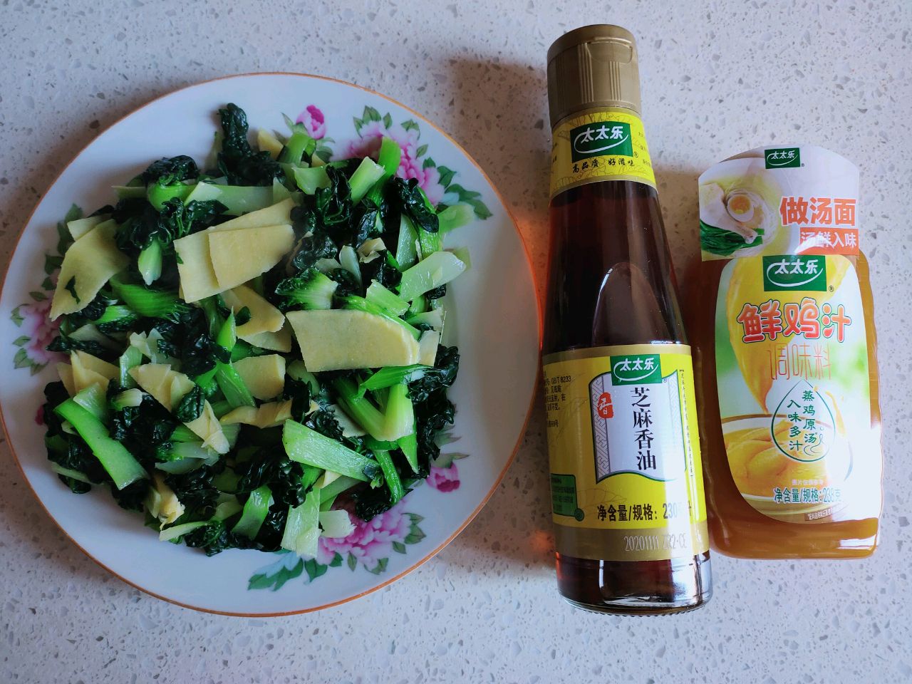 鸡汁冬笋炒塌菜