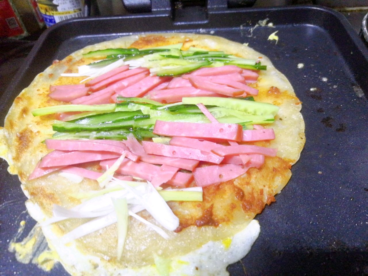 家庭手抓饼（黄瓜火腿版）