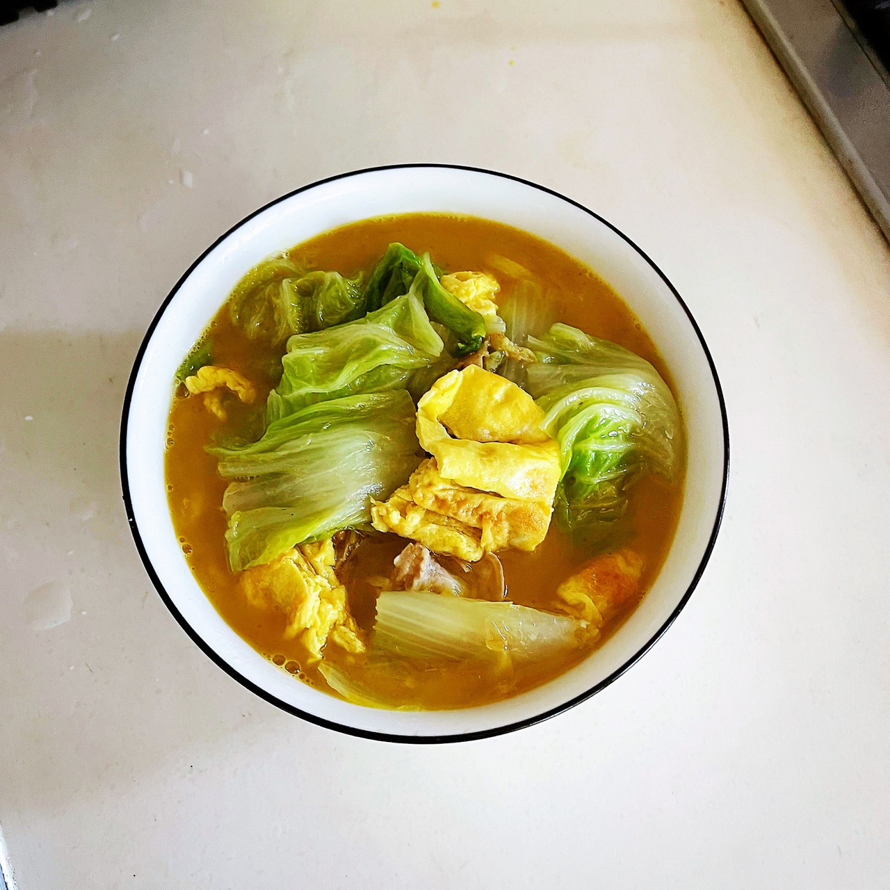 简单易做的鸡蛋白菜烧油渣