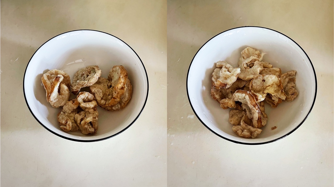 简单易做的鸡蛋白菜烧油渣