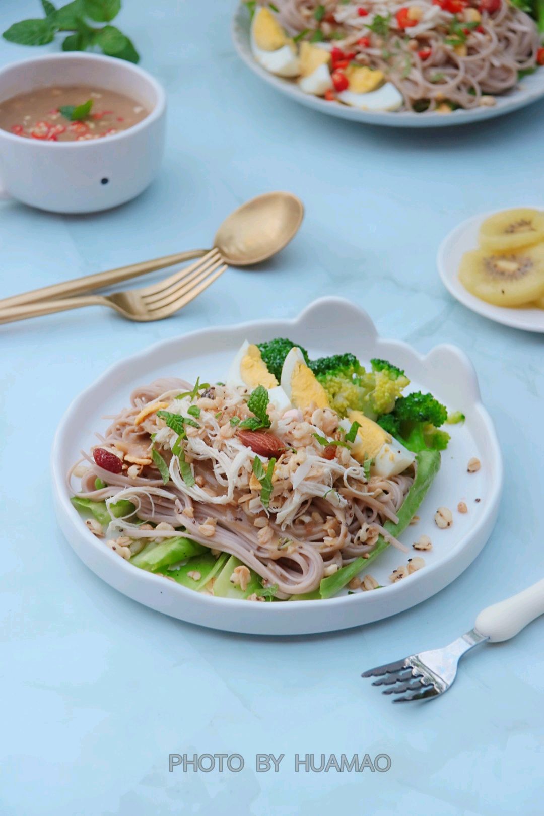 减脂鸡丝荞麦豆浆拌面
