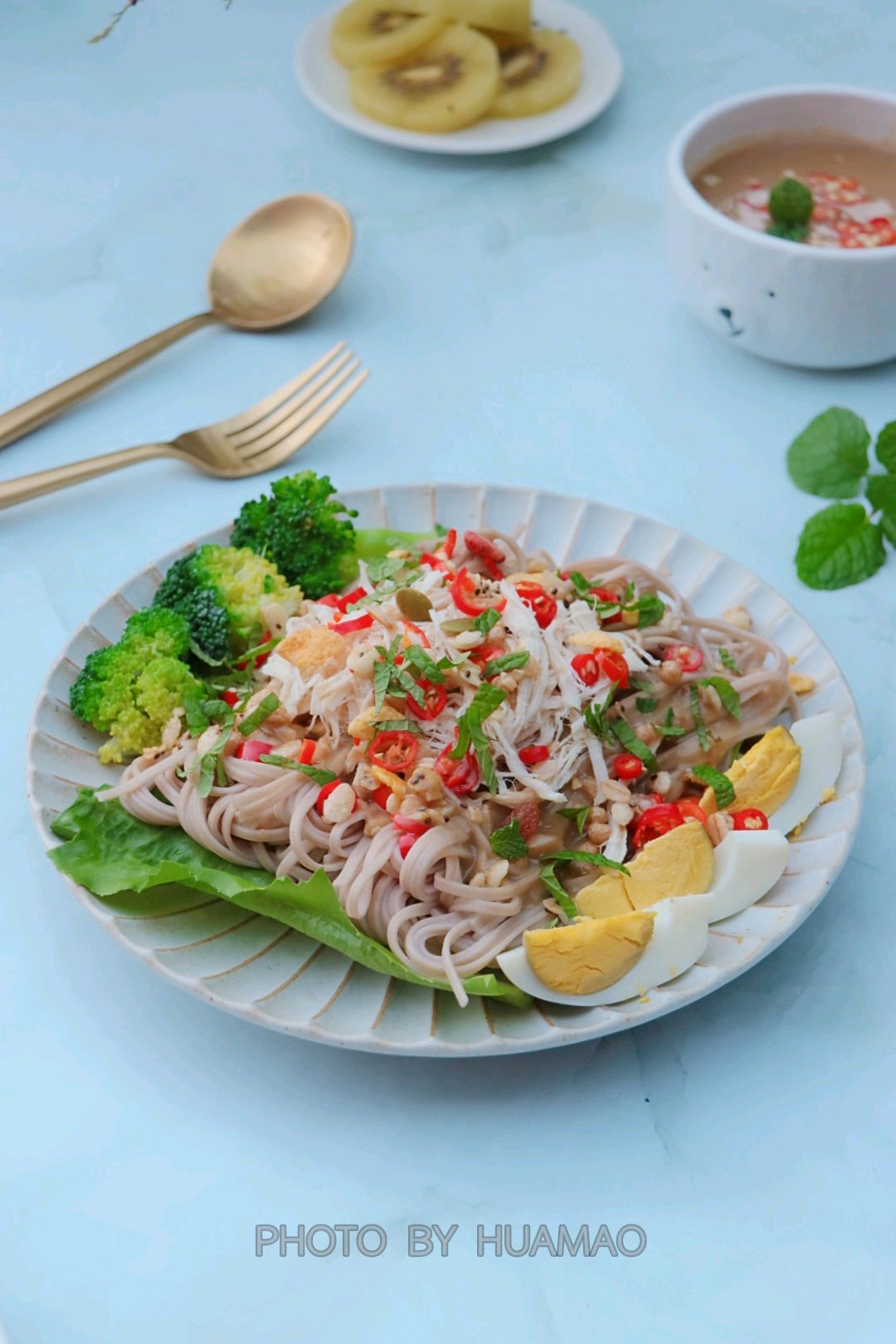 减脂鸡丝荞麦豆浆拌面