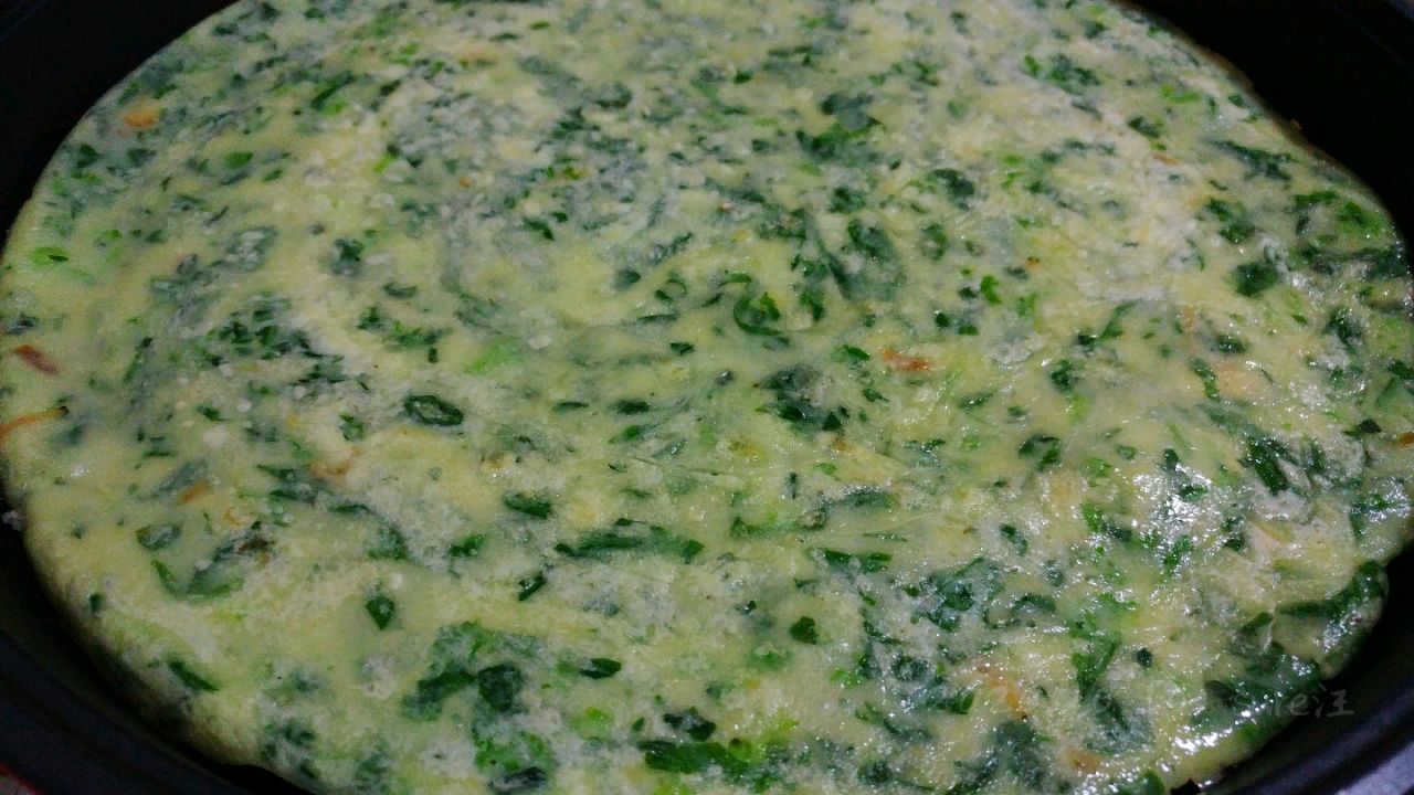 椒盐蛋香虾菜饼