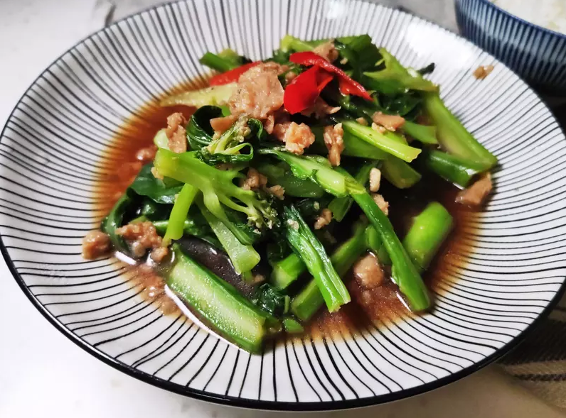 芥蓝酱烧素猪肉