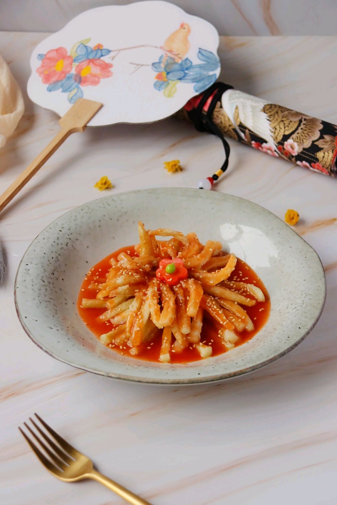 金菊迎春～糖醋菊花茄子