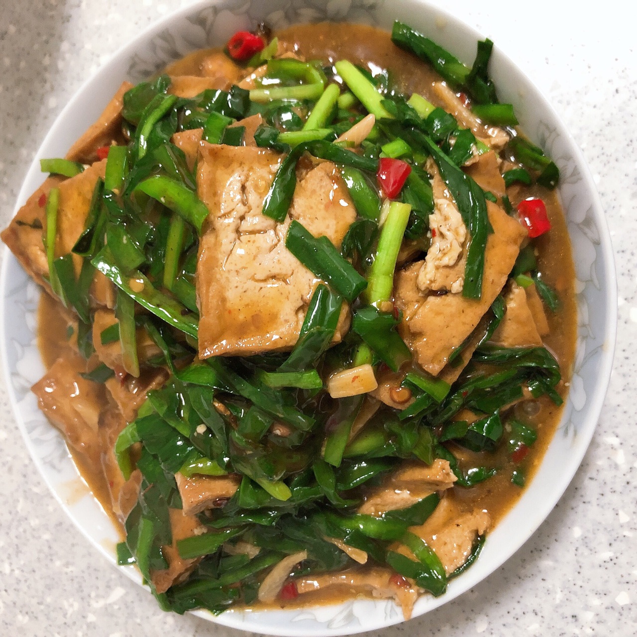 韭菜煎豆腐