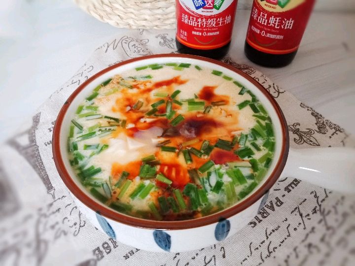 韭香豆腐蒸蛋羹